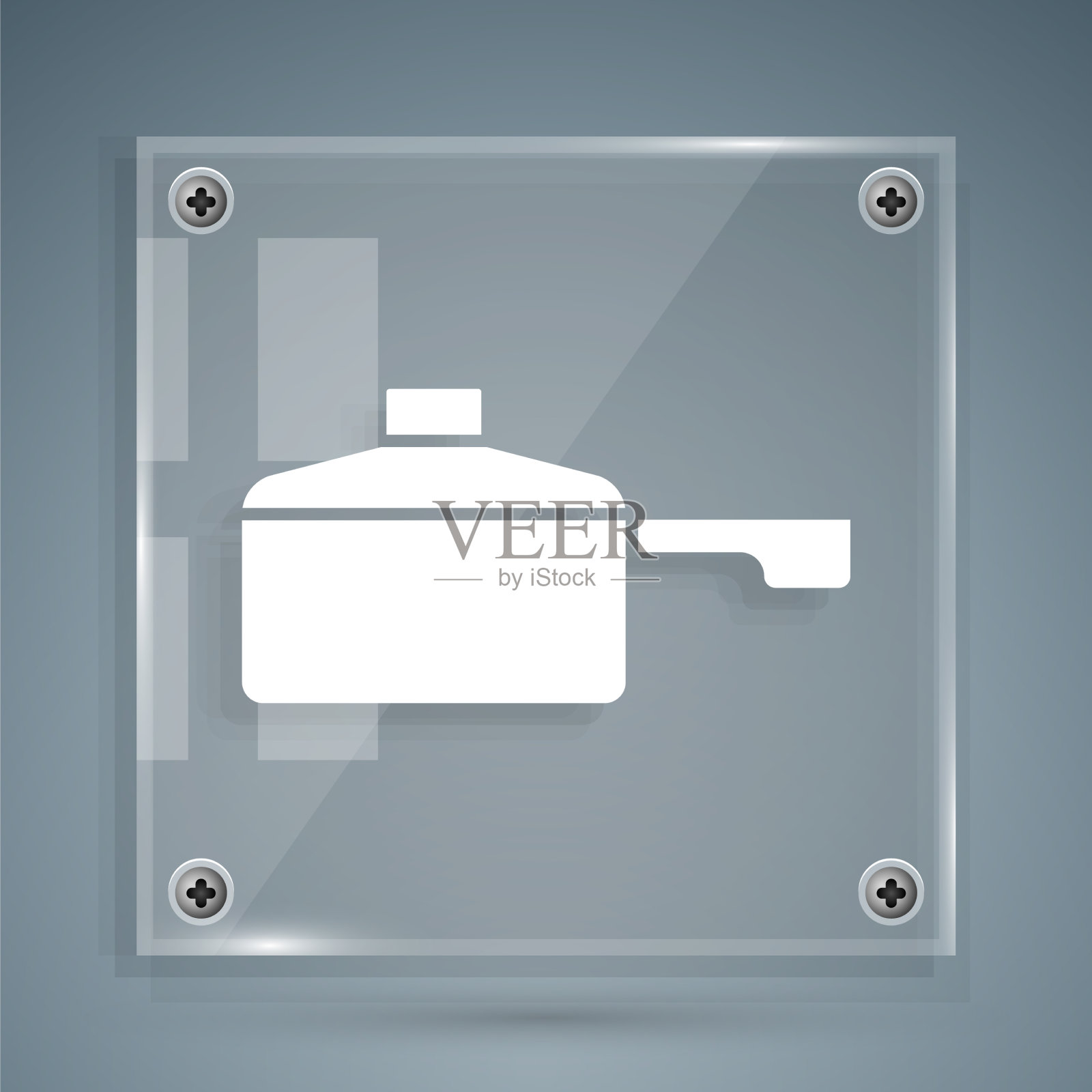 白色煎锅图标孤立在灰色背景图标素材