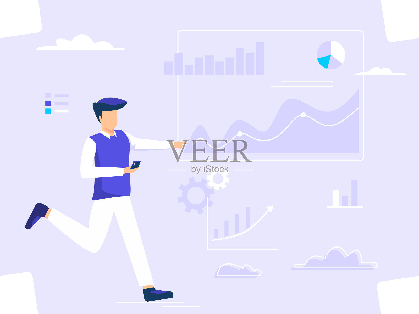 数字图形概念和年度图表数据插画图片素材