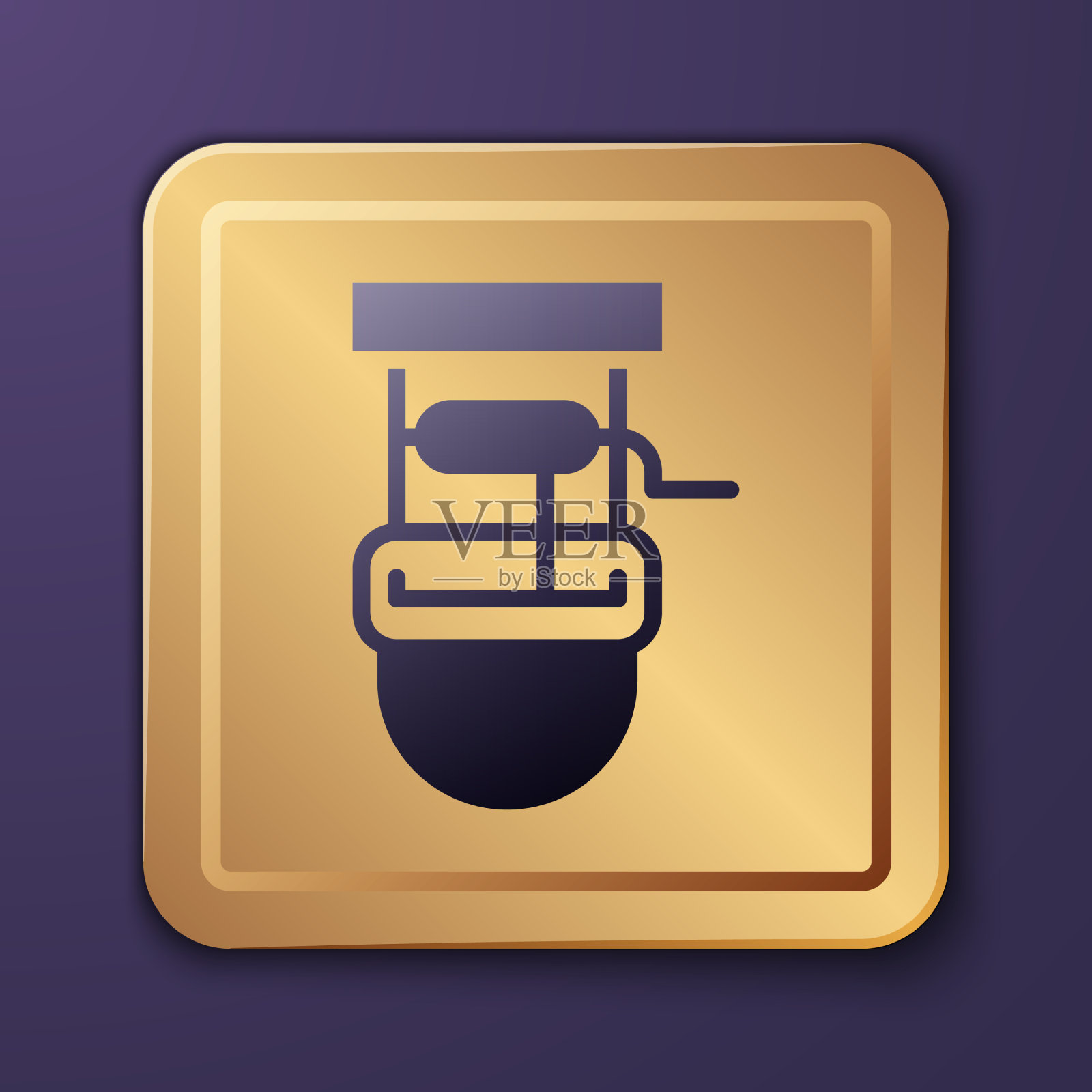 带有水桶和饮用水图标的紫色井图标素材