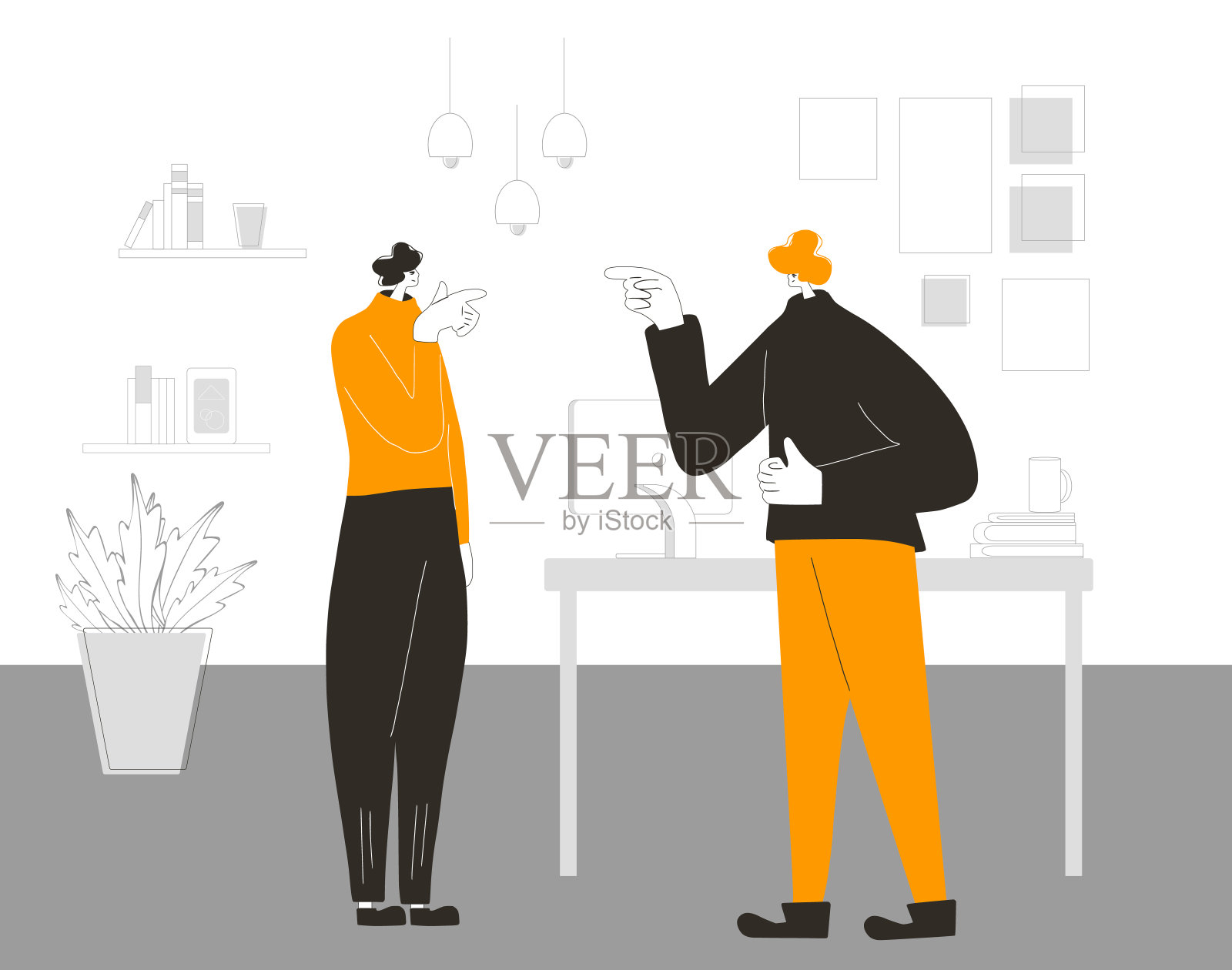 两人冲突。争吵向量设计。插画图片素材