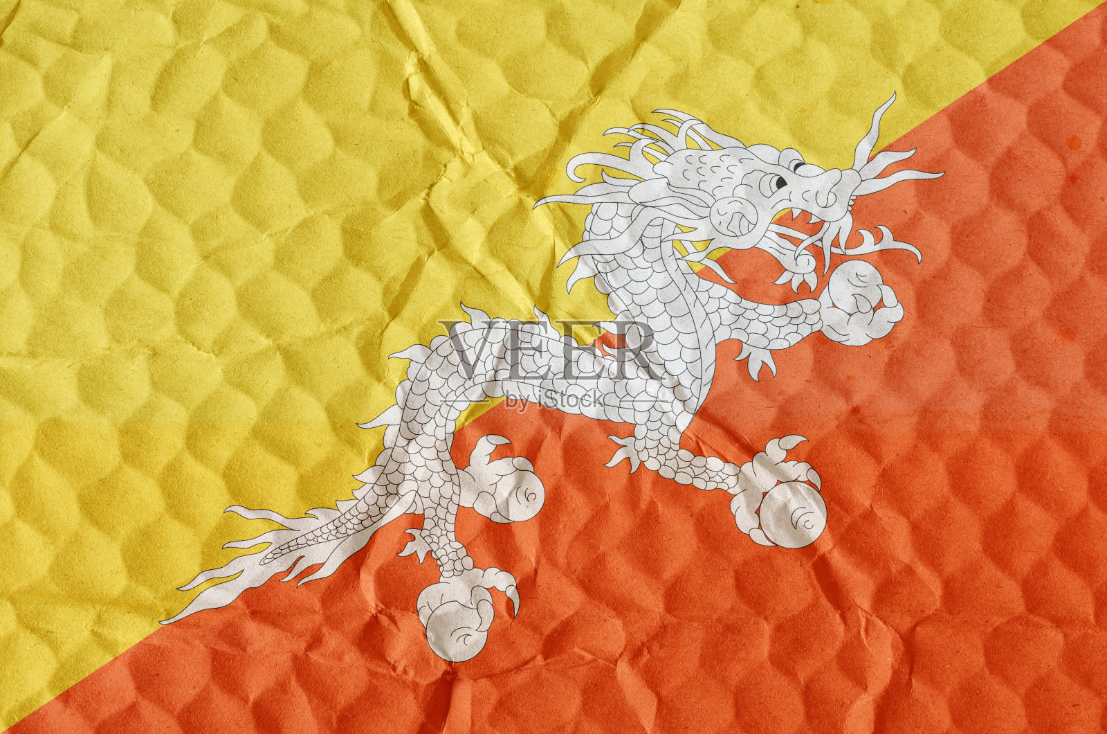 不丹国旗的表面凹凸不平。插画图片素材