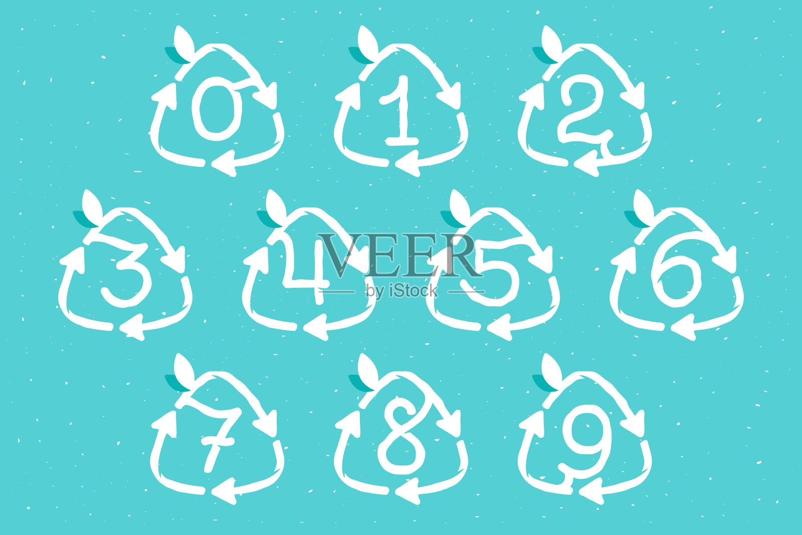 数字设置内重用标志在垃圾线性风格。插画图片素材