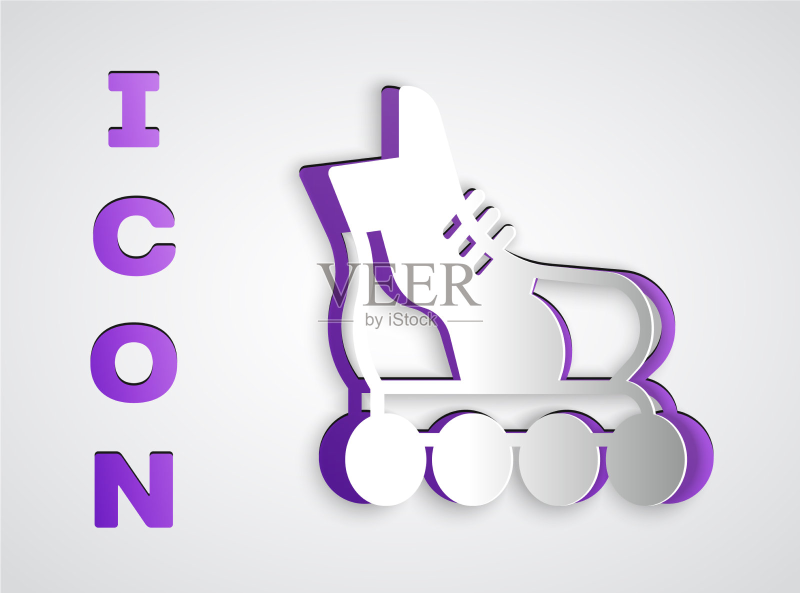 剪纸轮滑图标孤立在灰色插画图片素材