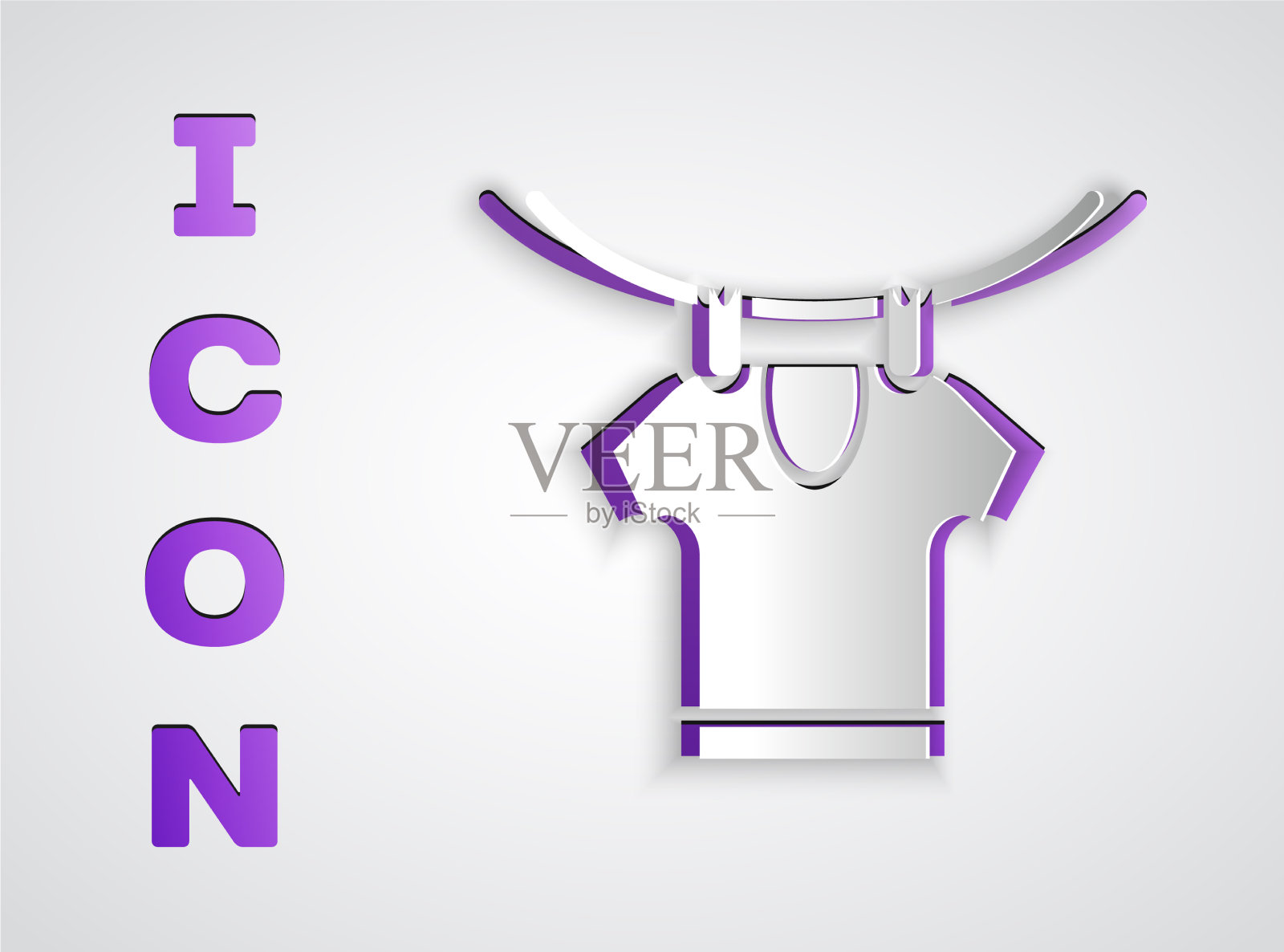 剪纸干燥衣服图标孤立在灰色插画图片素材