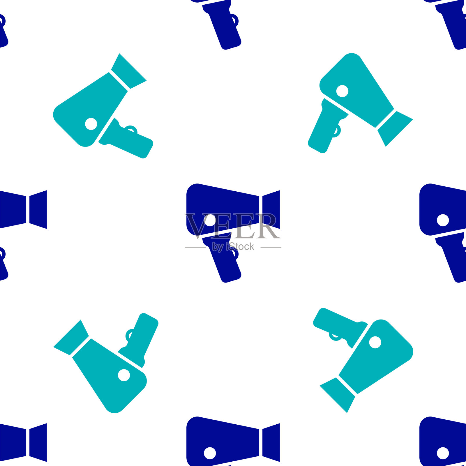 蓝色电吹风图标隔离无缝模式上插画图片素材