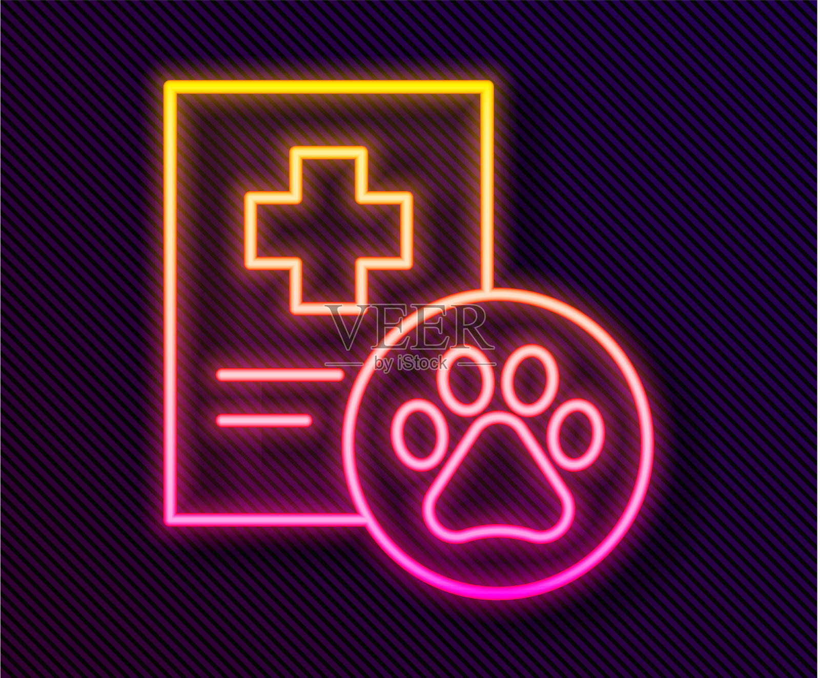 发光的霓虹线剪贴板与医疗临床插画图片素材