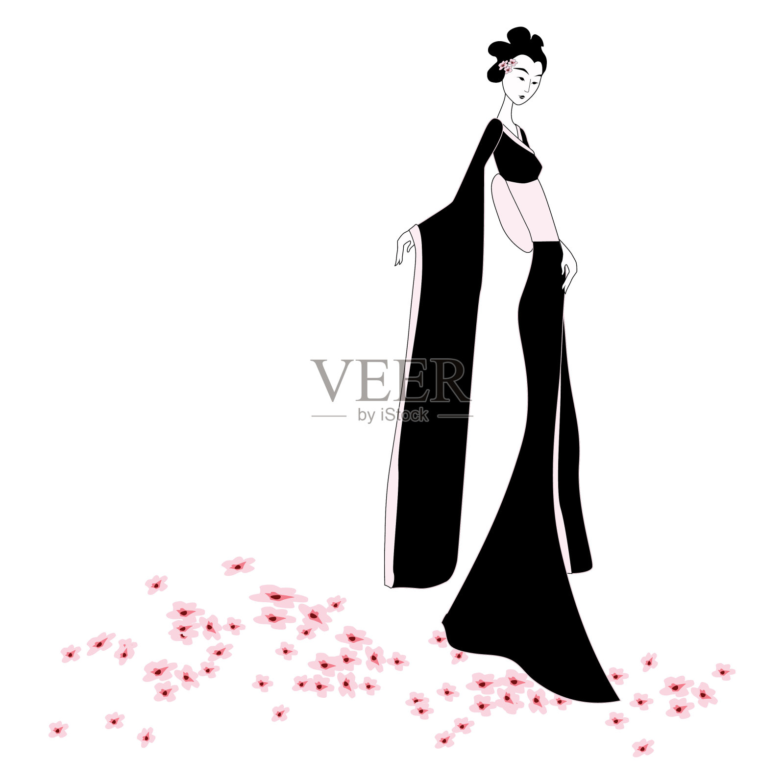 日本女性插画图片素材