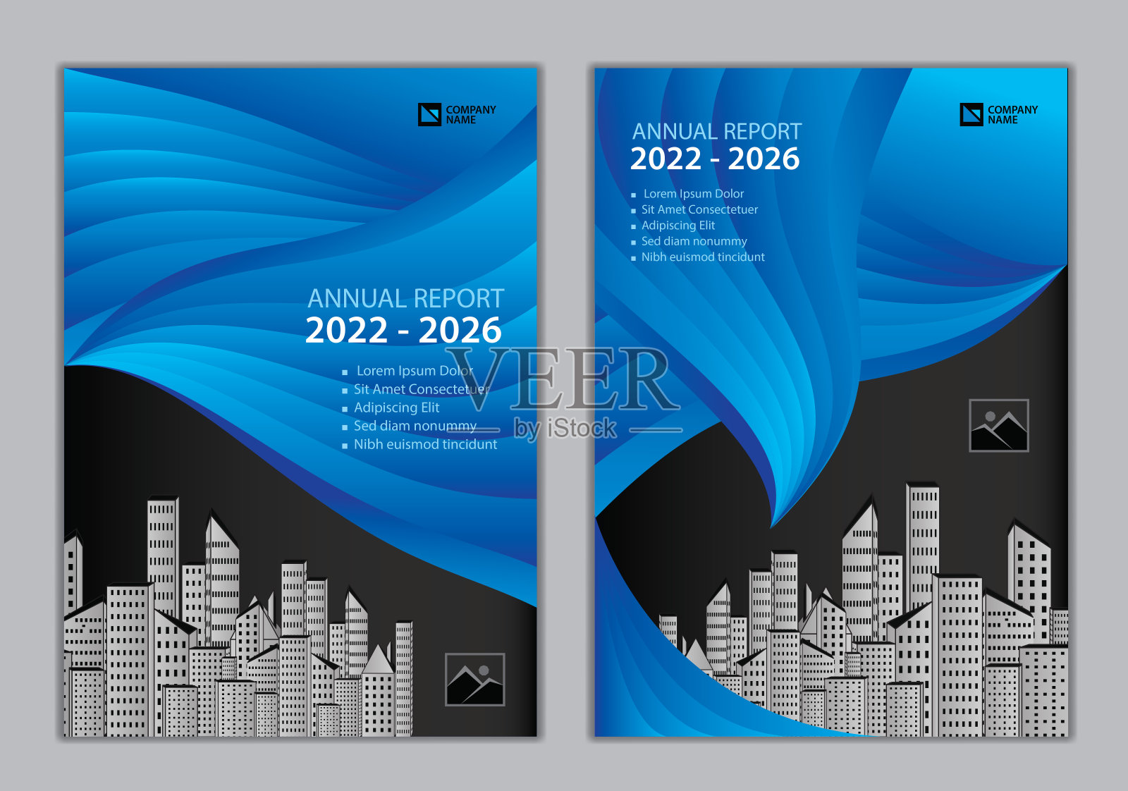 年度报告封面设计2022-2026模板，宣传册封面设计，商业宣传册传单，书籍封面，广告，杂志封面设计，海报，企业展示，蓝色曲线抽象背景，向量设计模板素材
