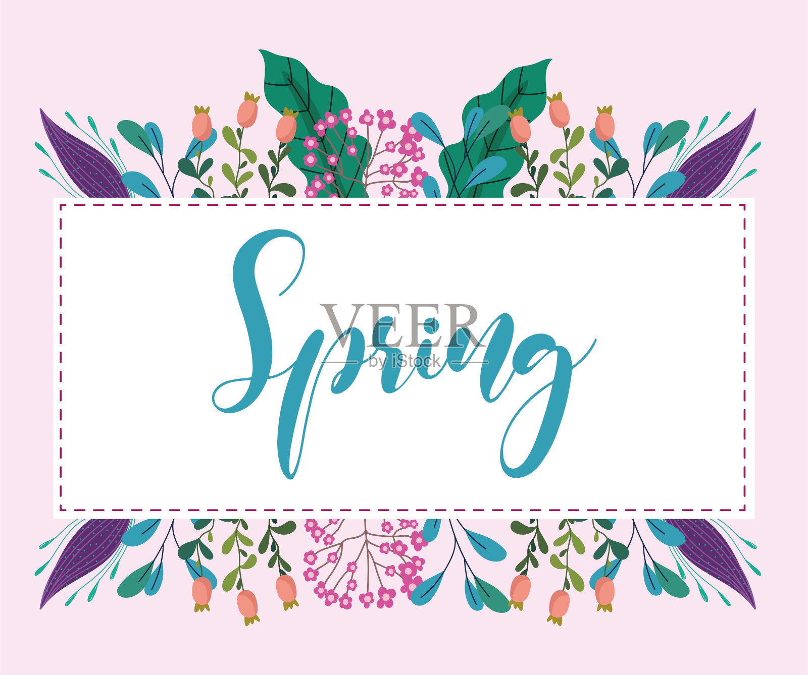 春花贴纸插画图片素材