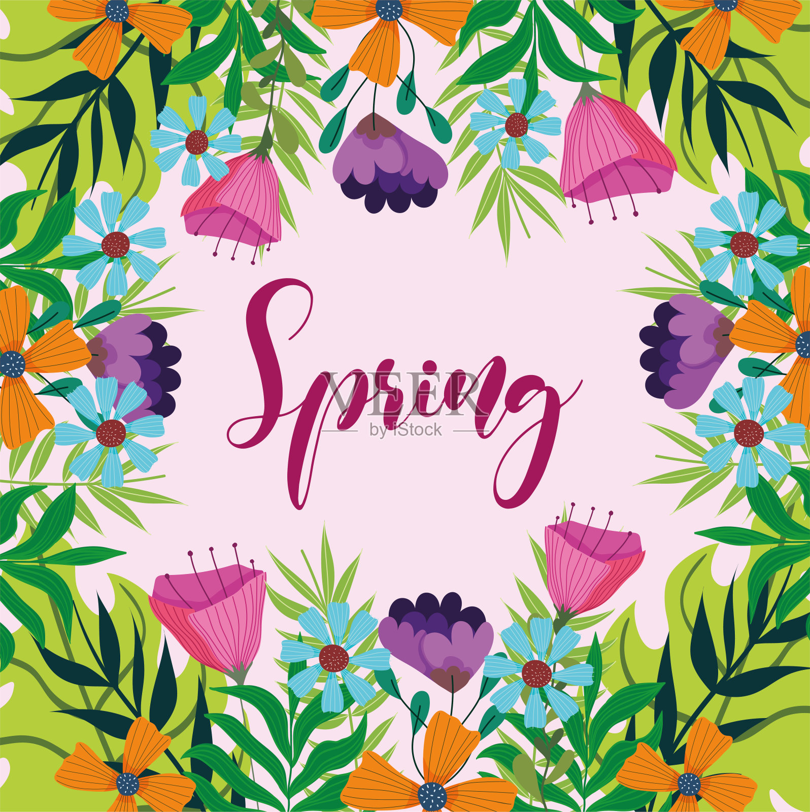 春天手写的花插画图片素材