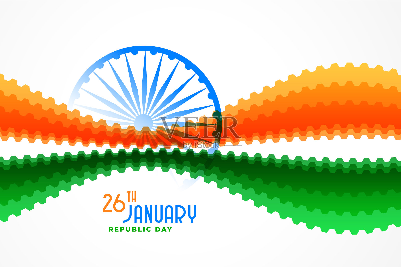 时尚的抽象印度国旗设计的共和国插画图片素材