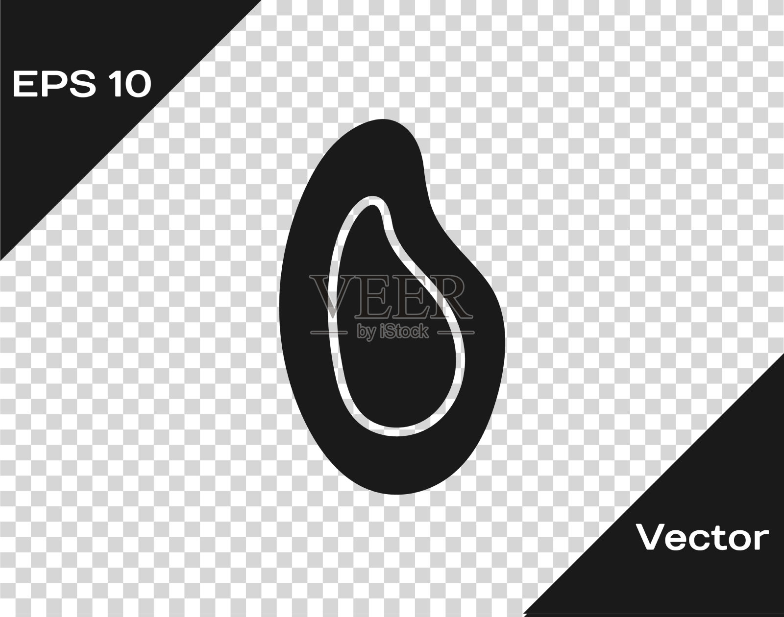 黑色贻贝图标孤立上透明插画图片素材