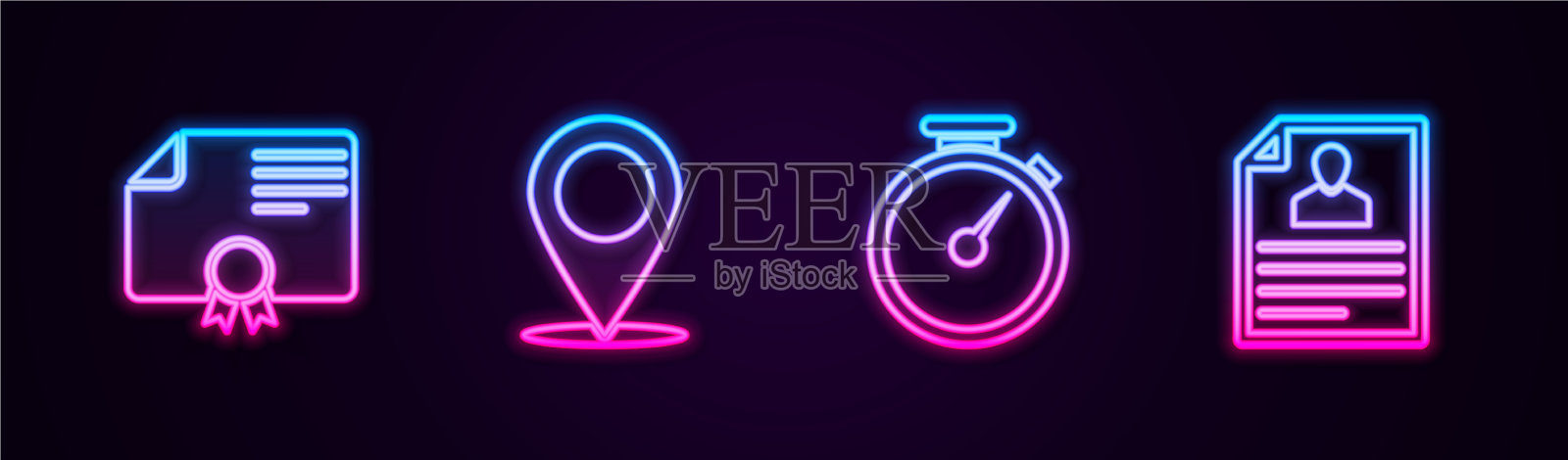 设置线证书模板地图针秒表插画图片素材