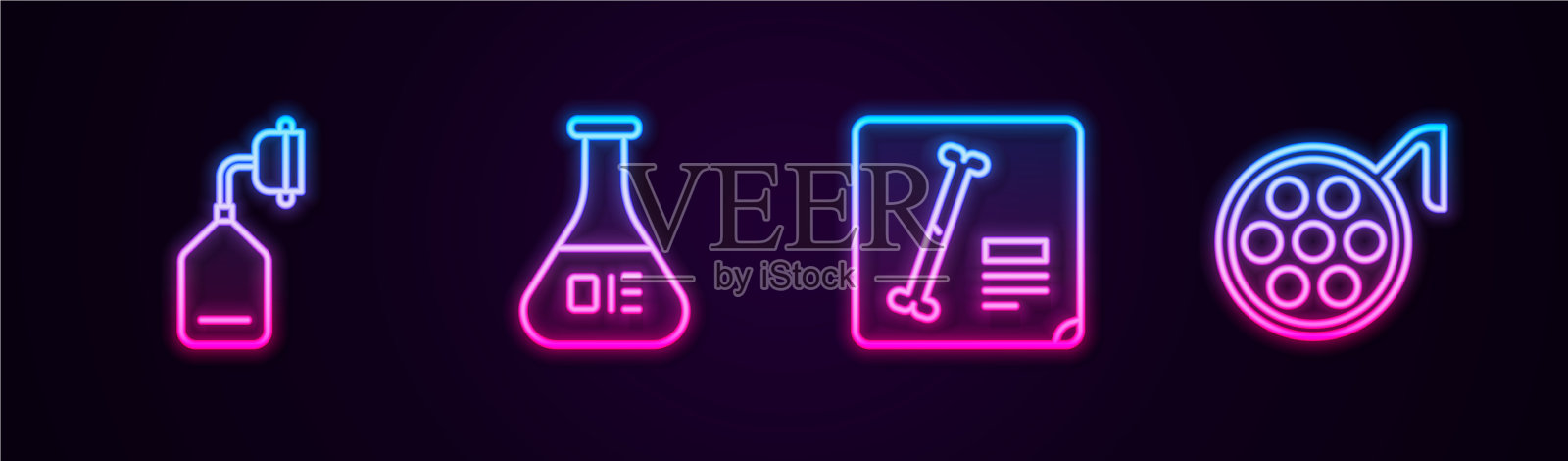 设置医用氧气面罩试管和烧瓶插画图片素材