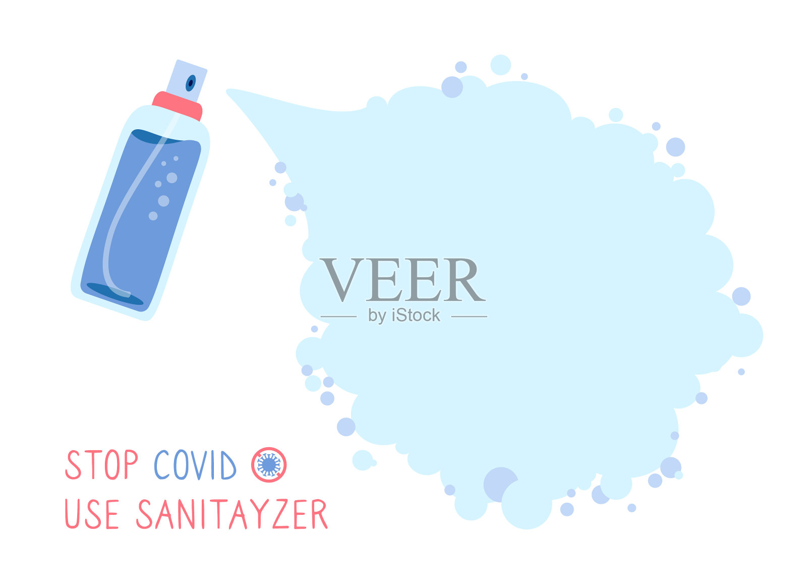 云背景文字杀菌剂瓶喷雾插画图片素材