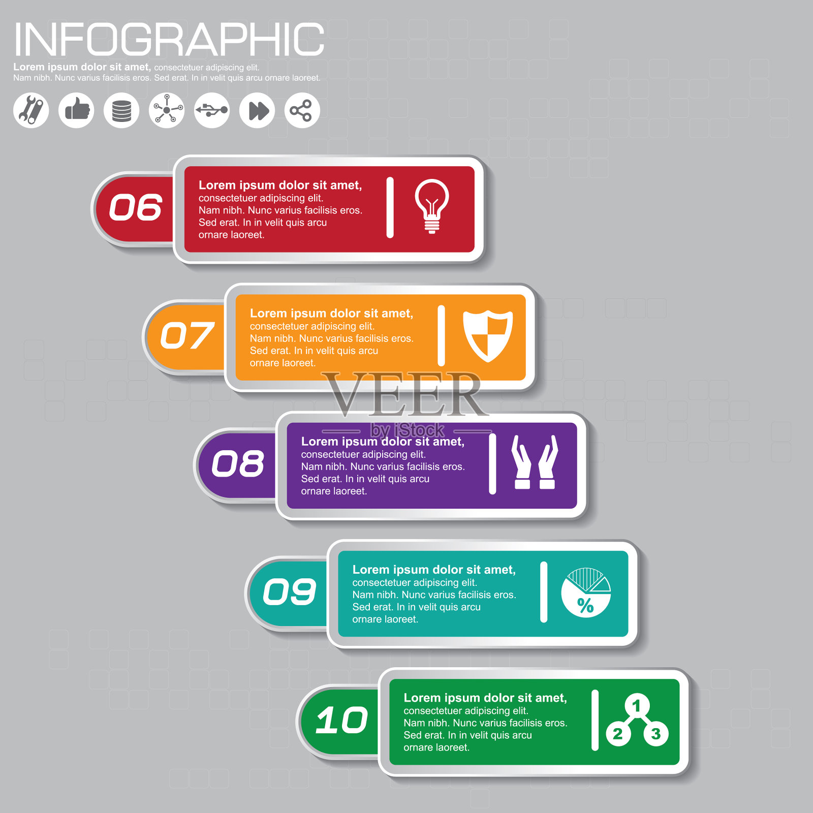 业务概念与12个选择部分步骤或插画图片素材