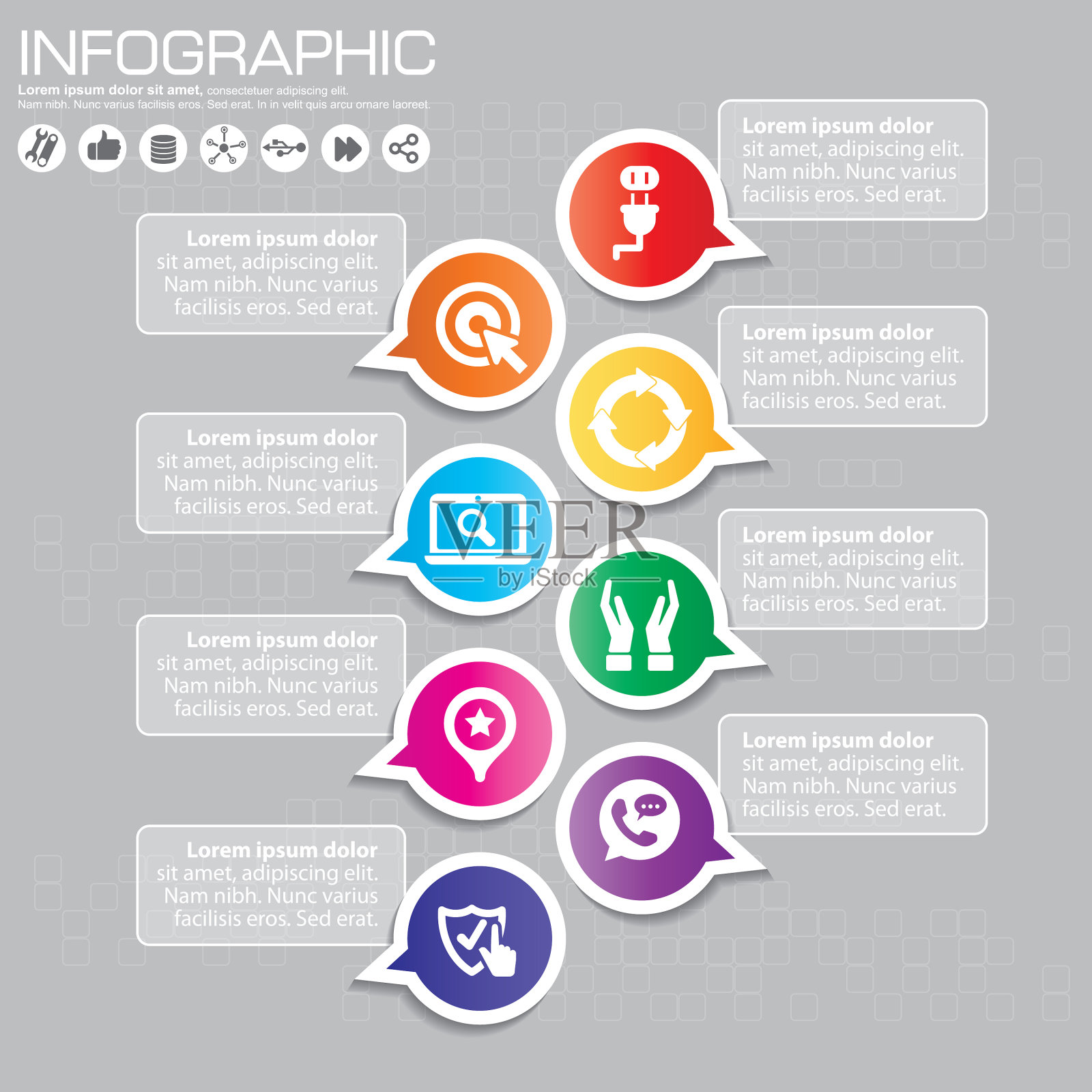 信息图表模板和平面图标选项图标素材