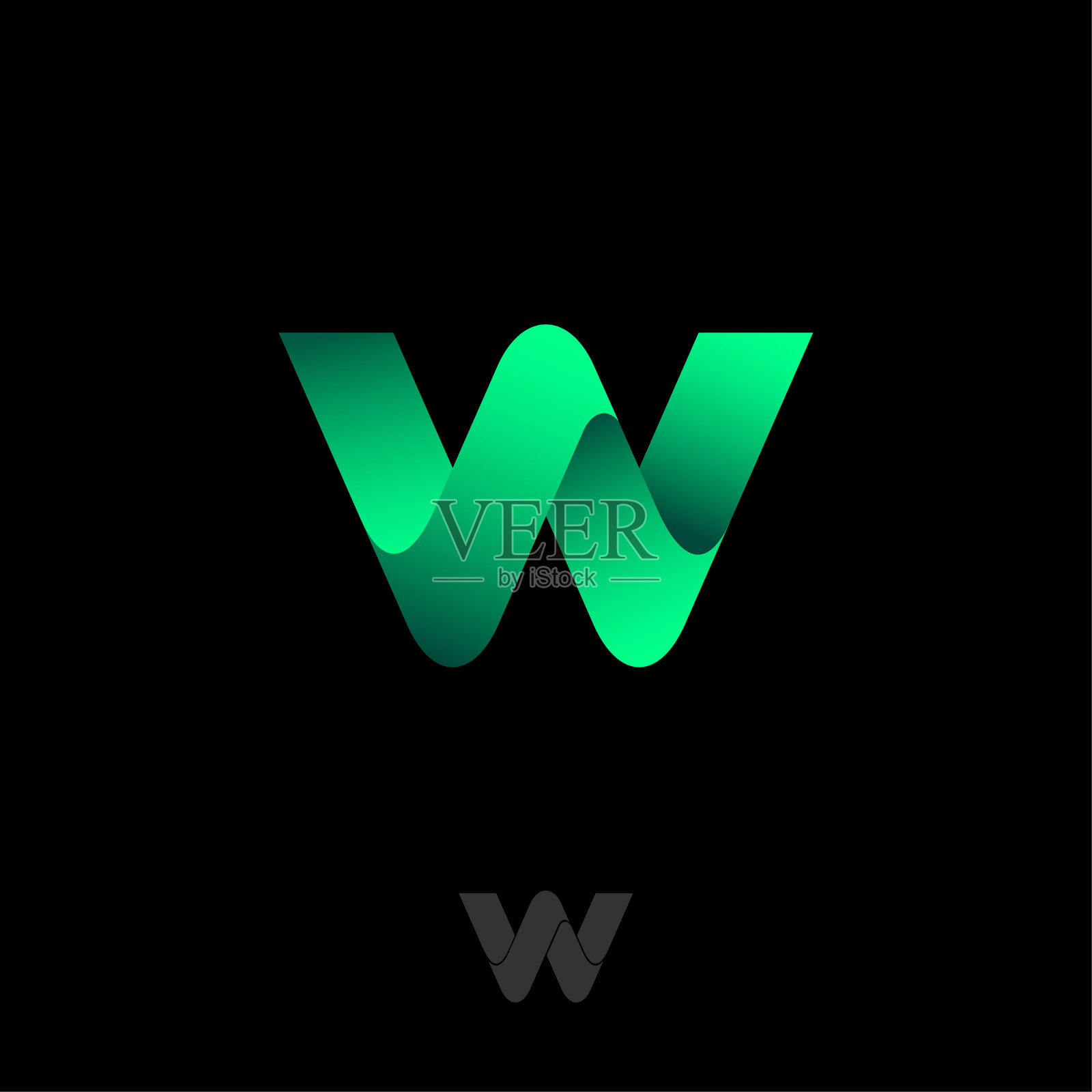 W的信。W字由丝带组成。设计元素图片