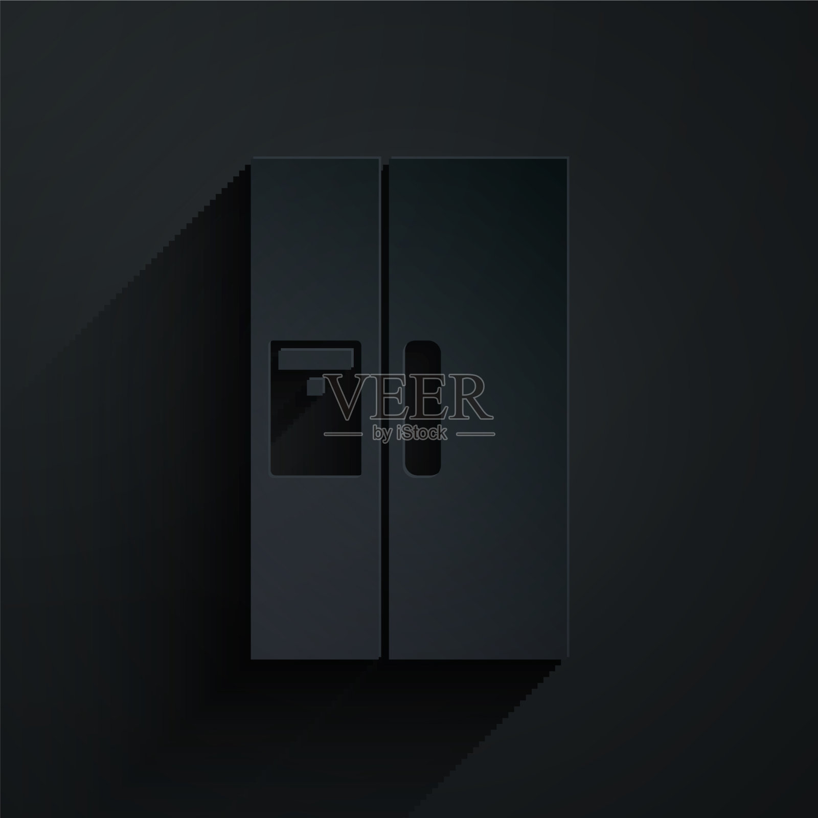 剪纸冰箱图标孤立在黑色插画图片素材