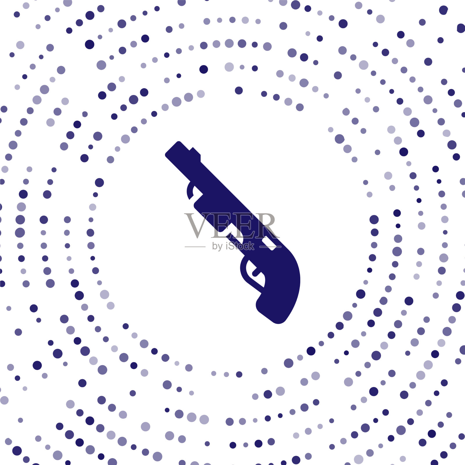 蓝色的警察猎枪图标被白色隔离插画图片素材