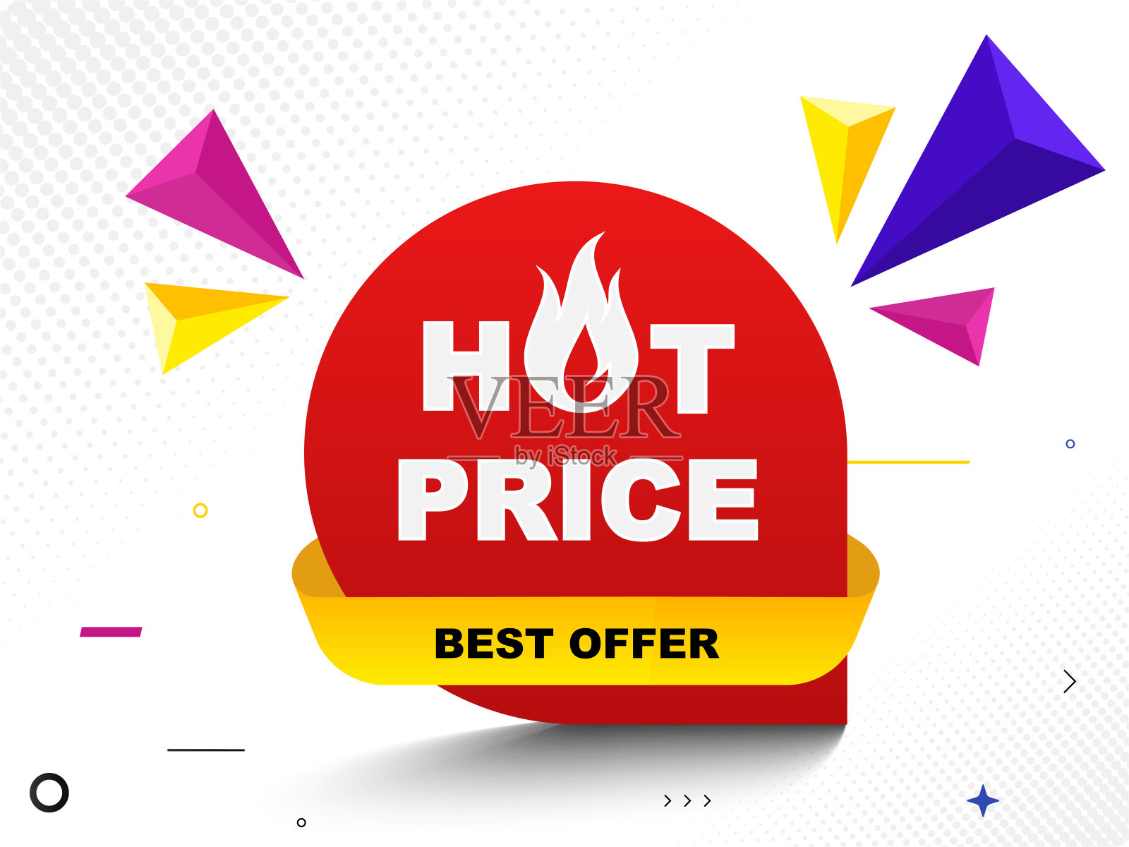 火爆的价格用火焰，红色的旗帜设计元素图片