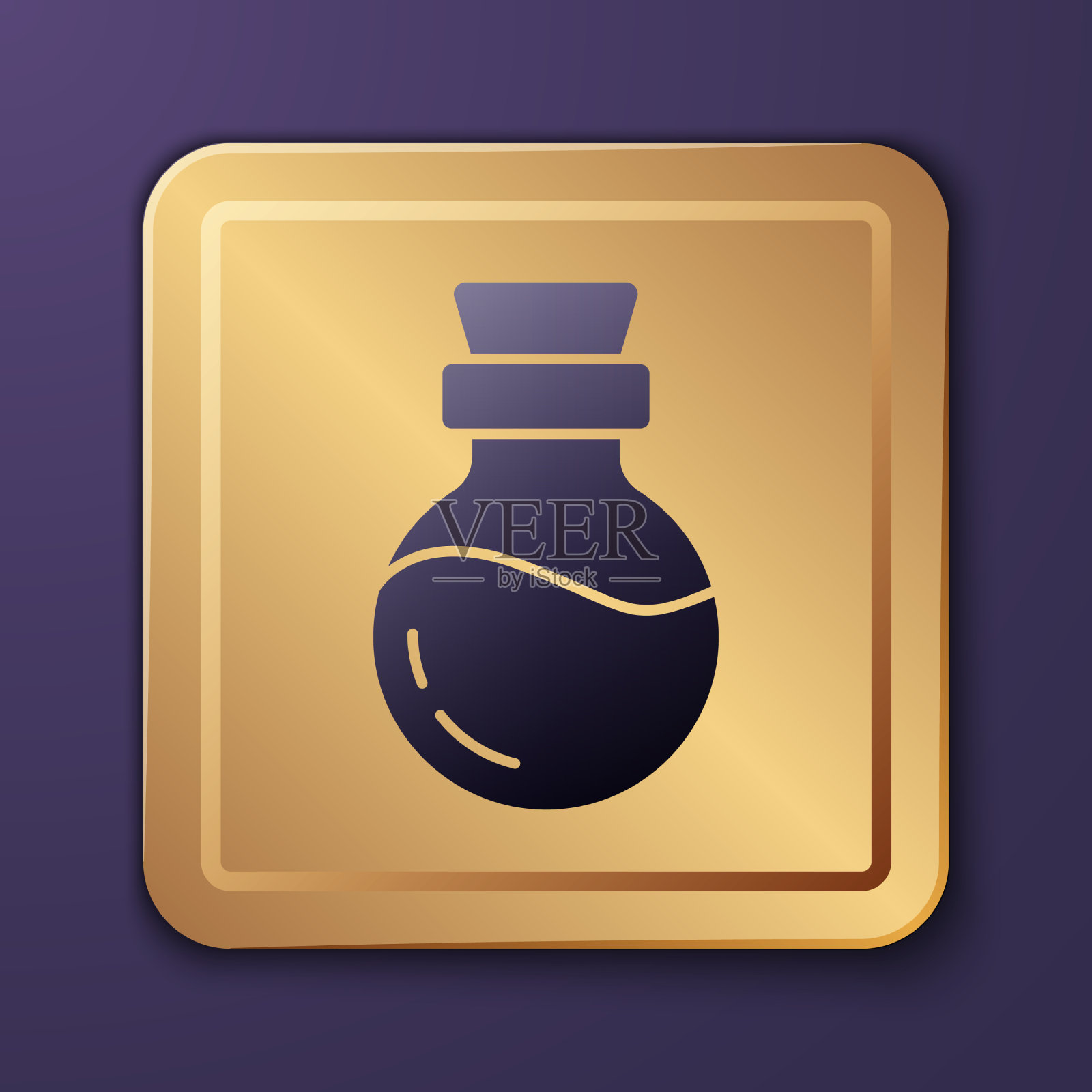 紫色瓶子与药水图标隔离在紫色图标素材
