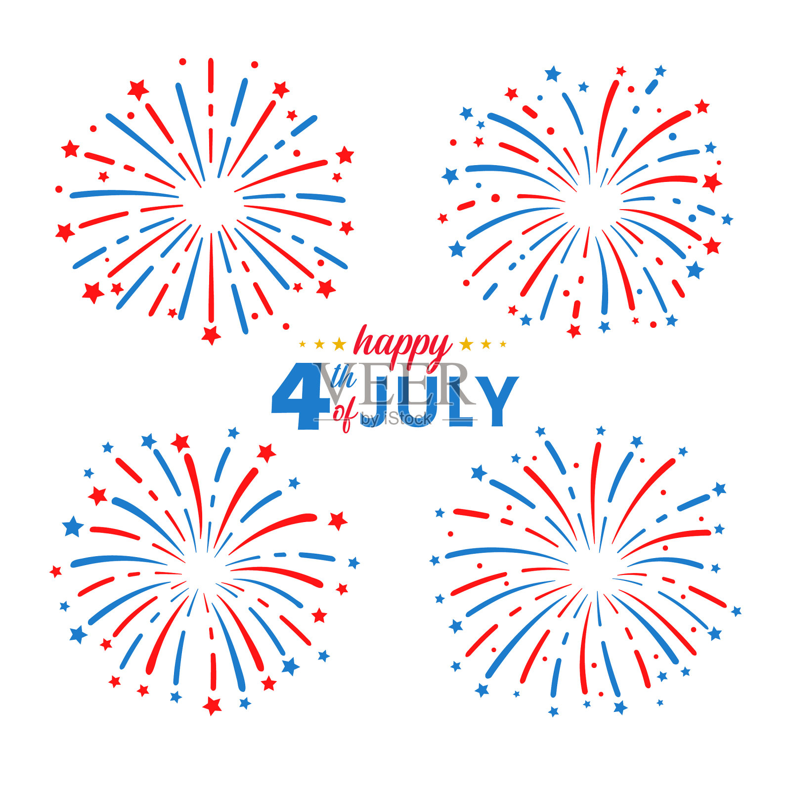 七月四日。美国国旗焰火。庆祝美国独立日插画图片素材