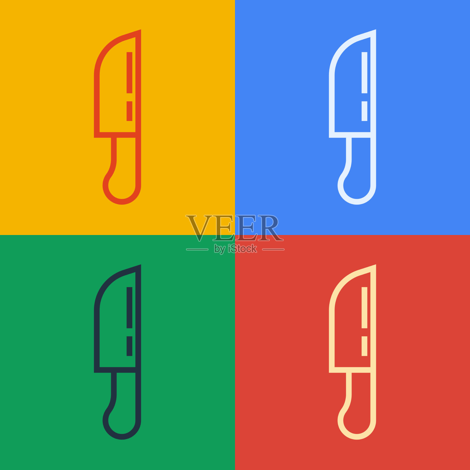 波普艺术线刀图标孤立的颜色图标素材