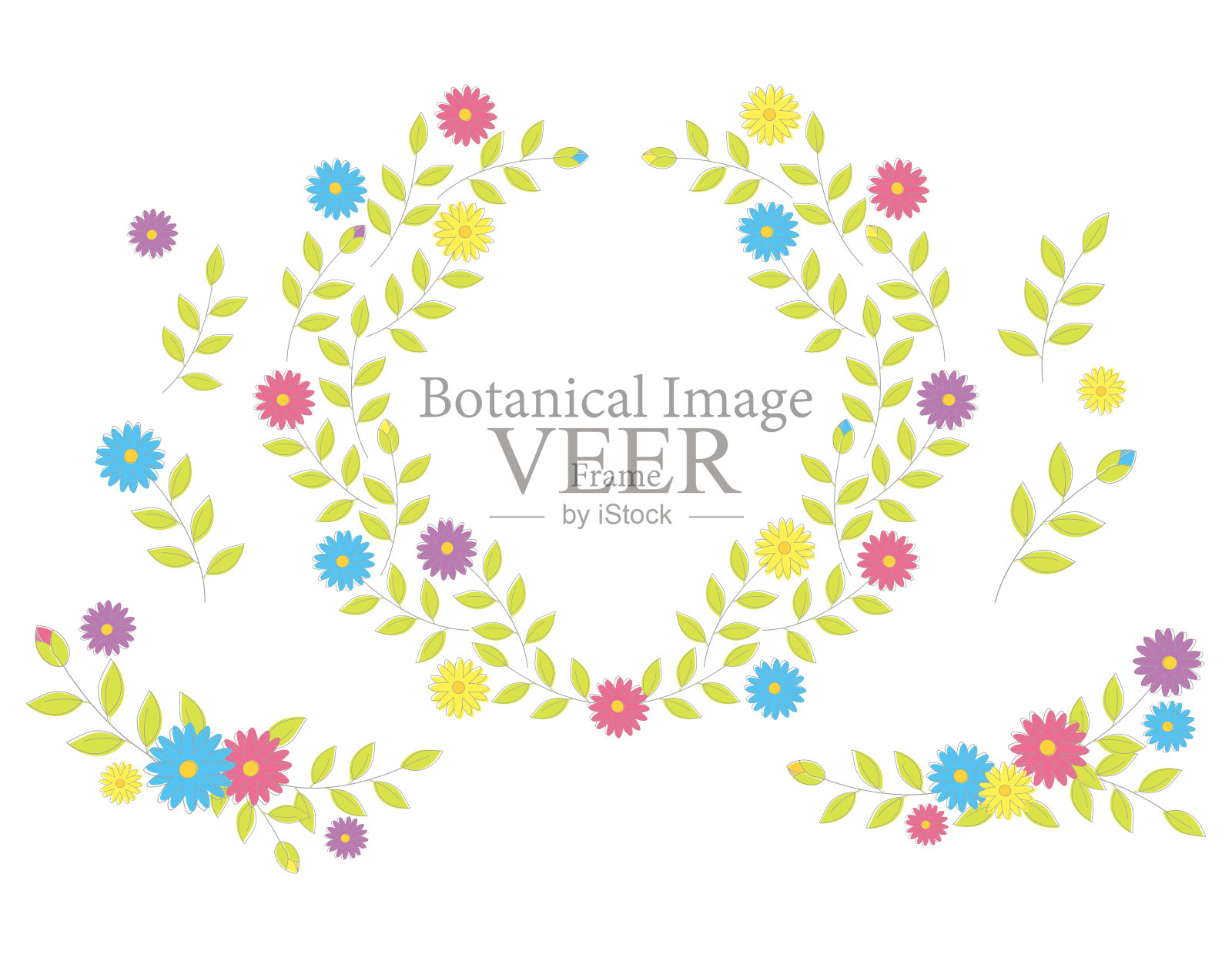 五彩缤纷的花圈架。矢量插图。插画图片素材