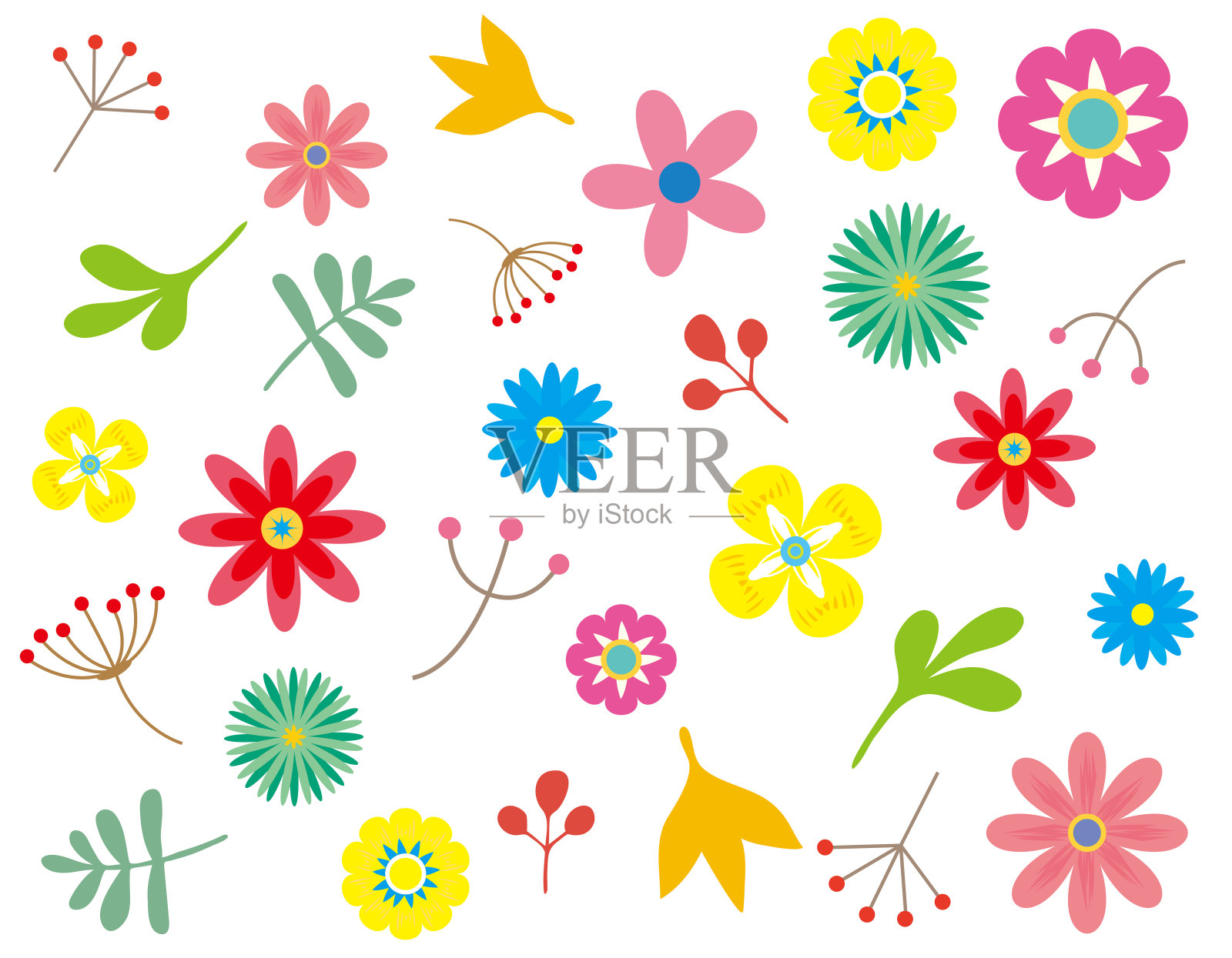 彩色的花矢量插图背景。插画图片素材