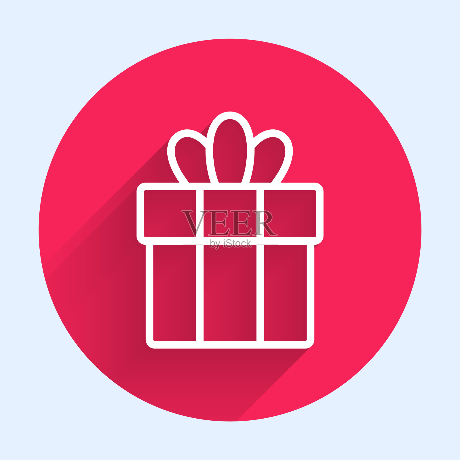 白线礼盒图标孤立与长阴影插画图片素材