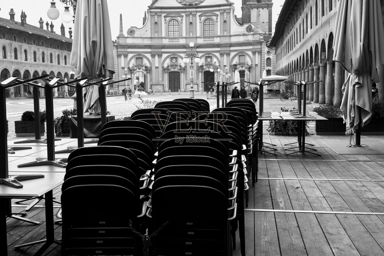 维格瓦诺公爵广场新冠肺炎疫情关闭黑白照片照片摄影图片