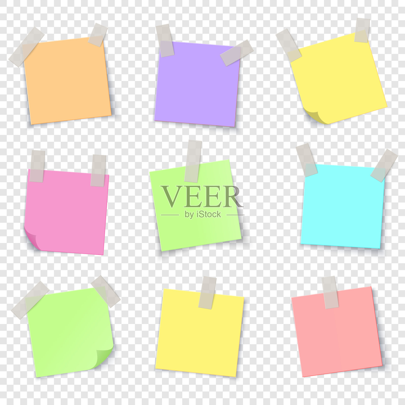 信笺纸，带有胶带的写实纸插画图片素材