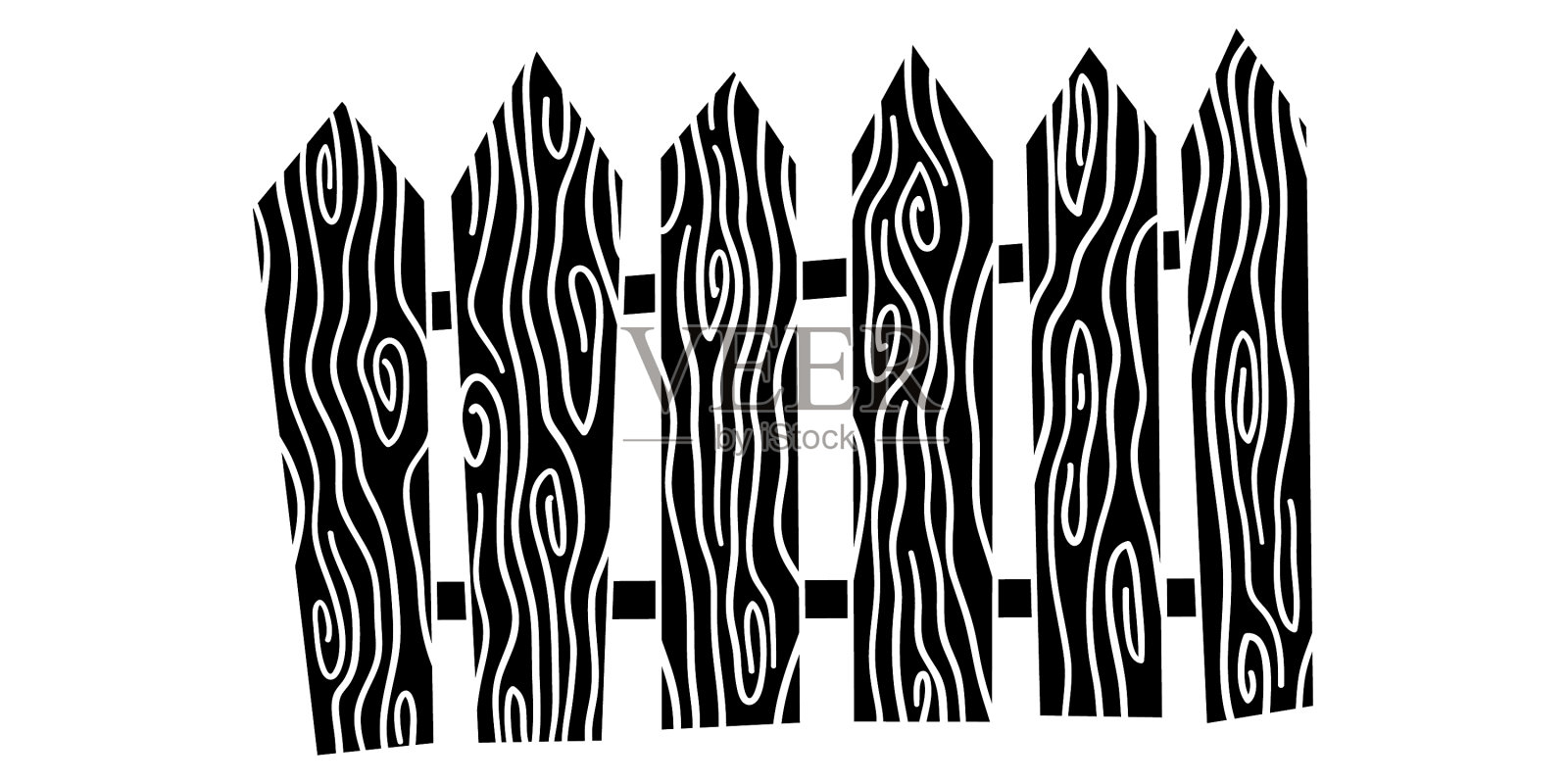 栅栏黑白手绘插画图片素材