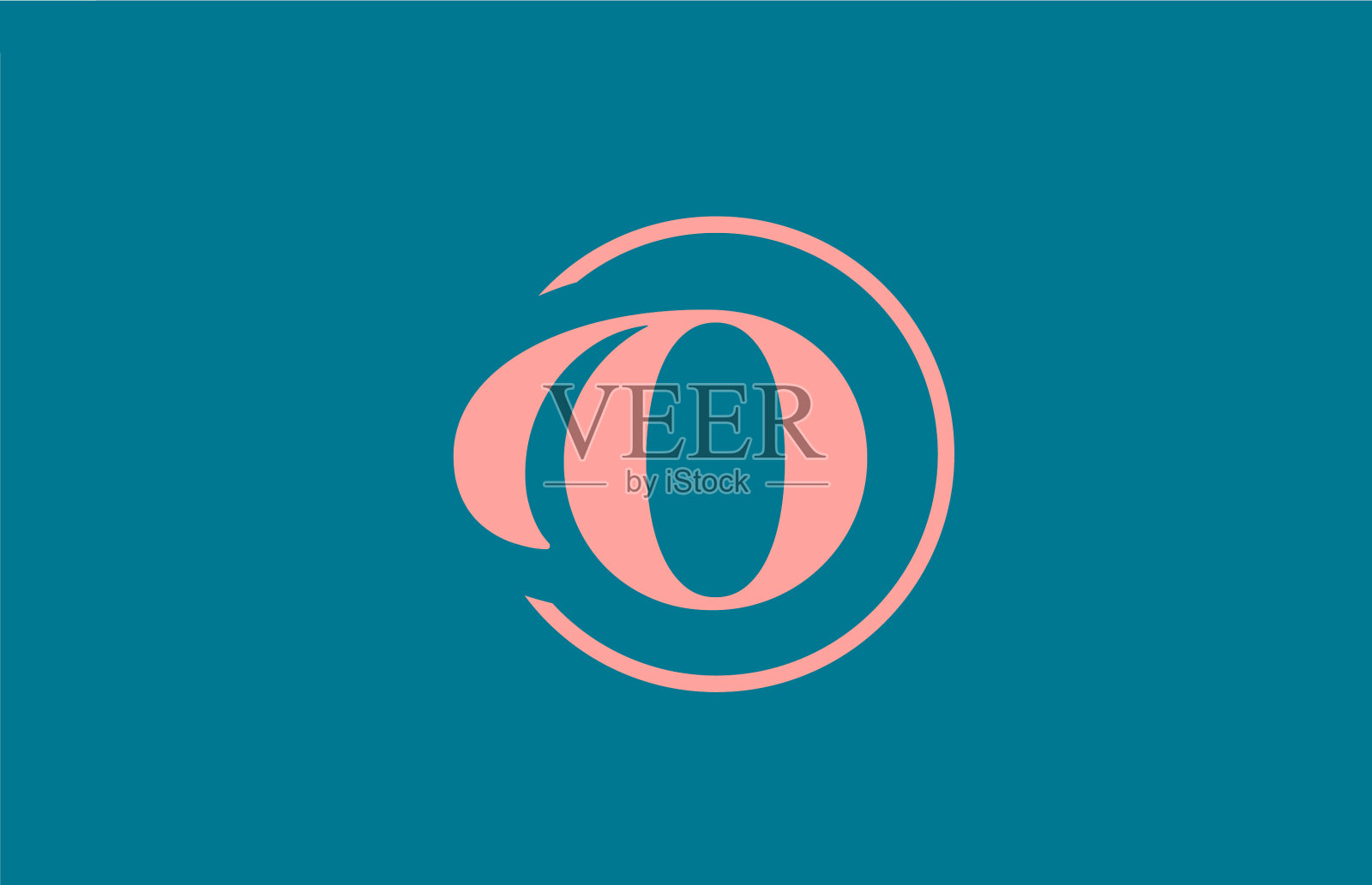 O字母表字母图标标志在柔和的颜色插画图片素材