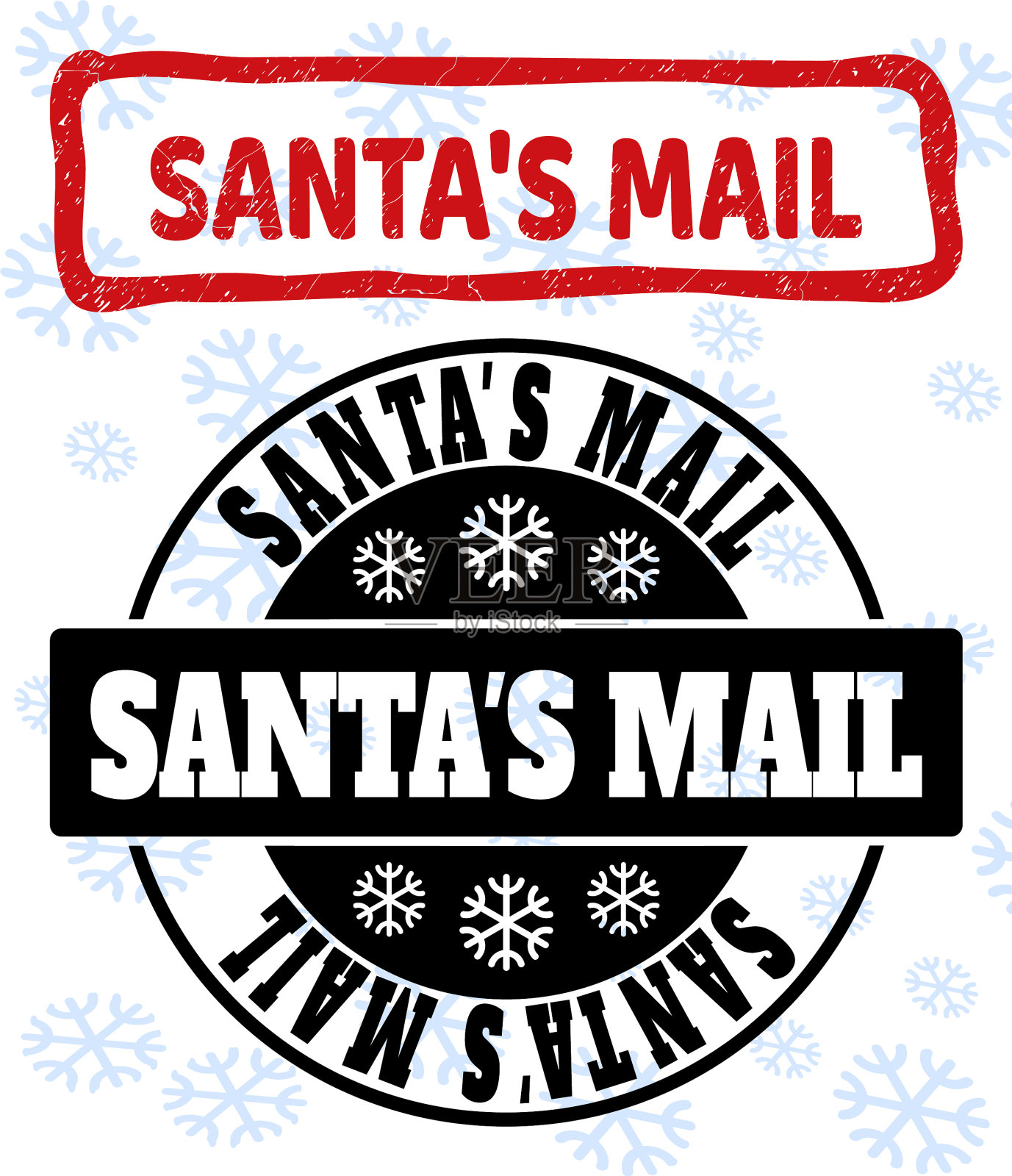 圣诞老人的邮件刮干净了邮票印章插画图片素材