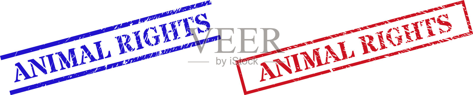 动物权利纹理刻花印章与插画图片素材