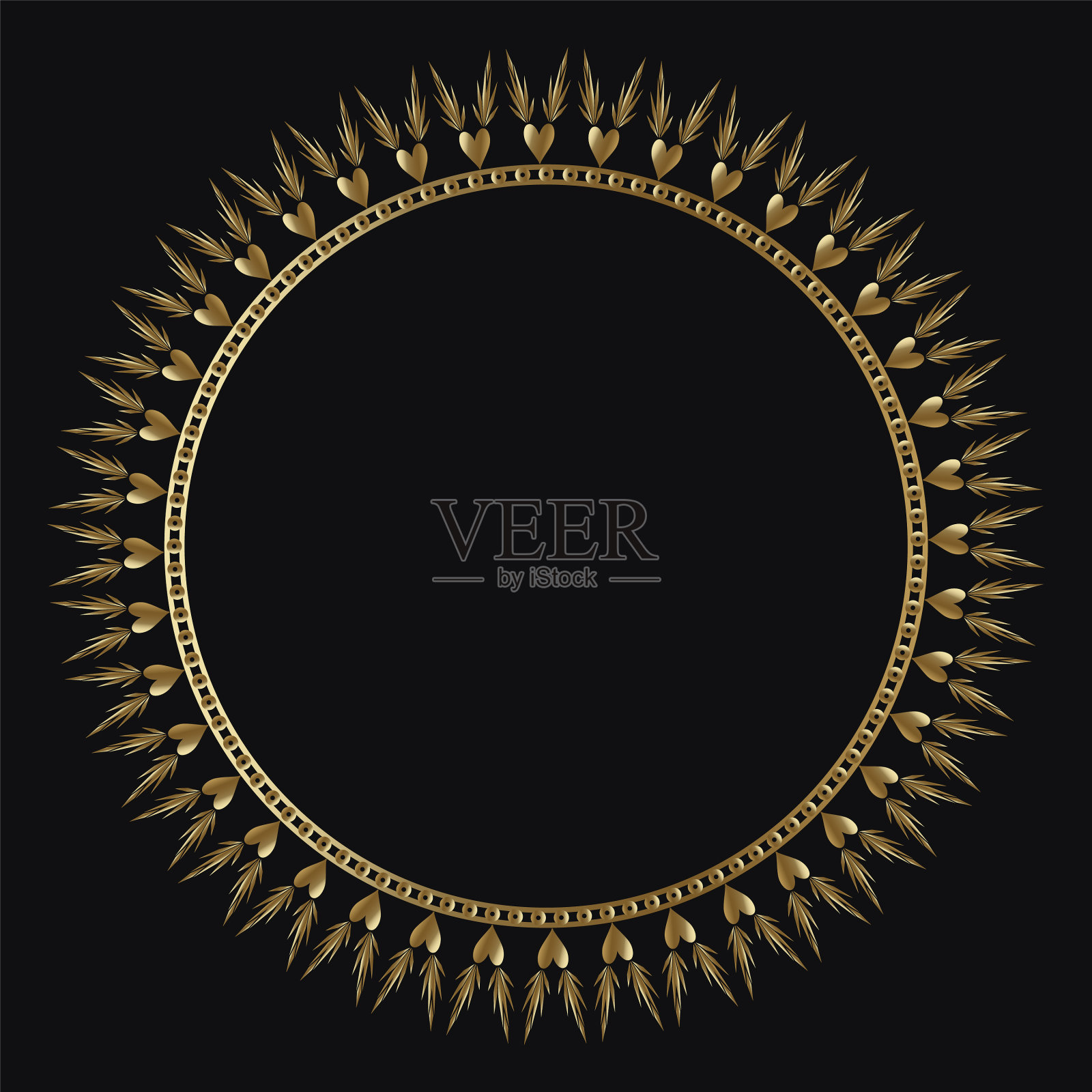 黑色背景下的金色齿轮特写镜头插画图片素材