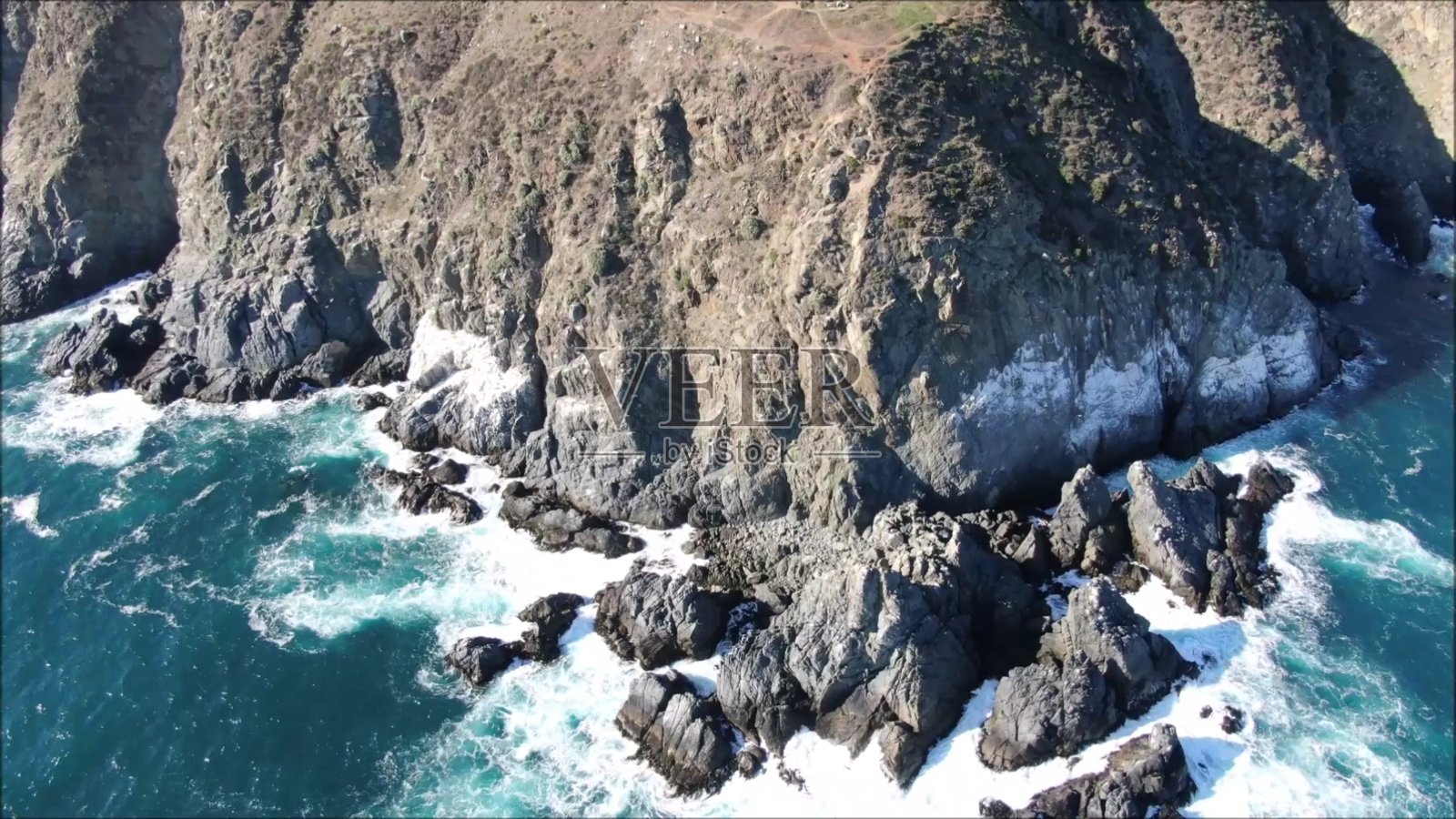 智利瓦尔帕莱索的蓬塔天使灯塔鸟瞰图照片摄影图片