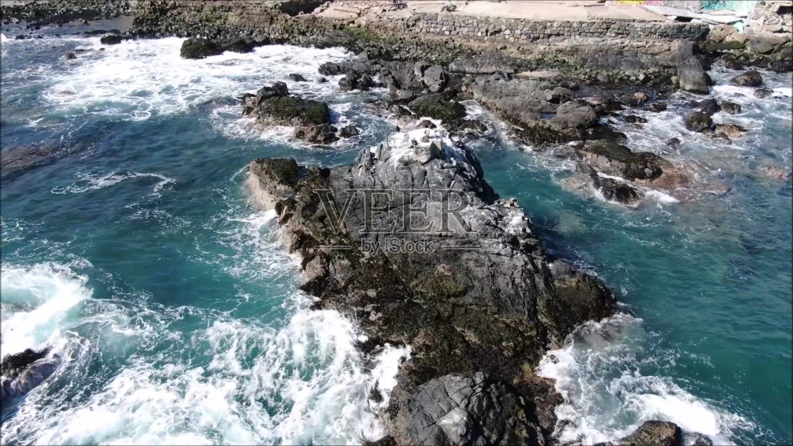 智利瓦尔帕莱索的蓬塔天使灯塔鸟瞰图照片摄影图片