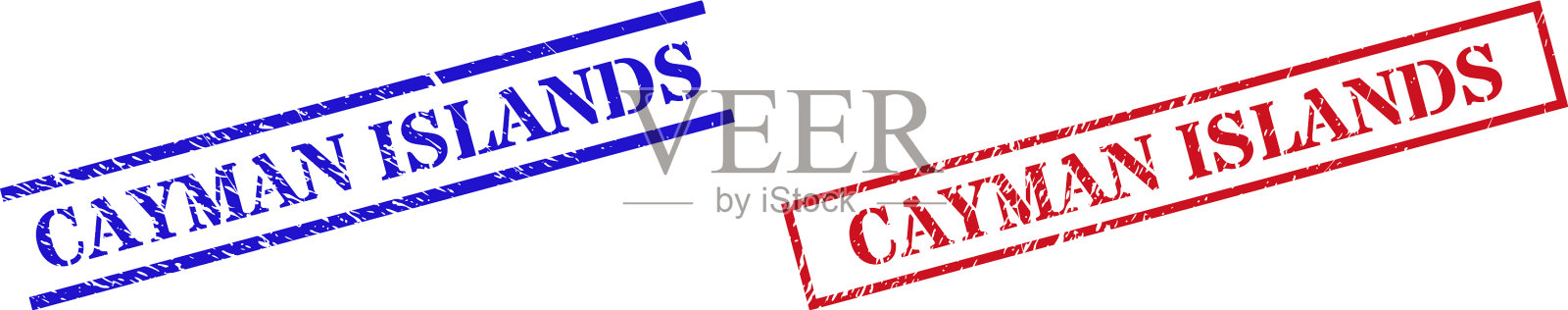 开曼群岛纹理刻花印章与插画图片素材