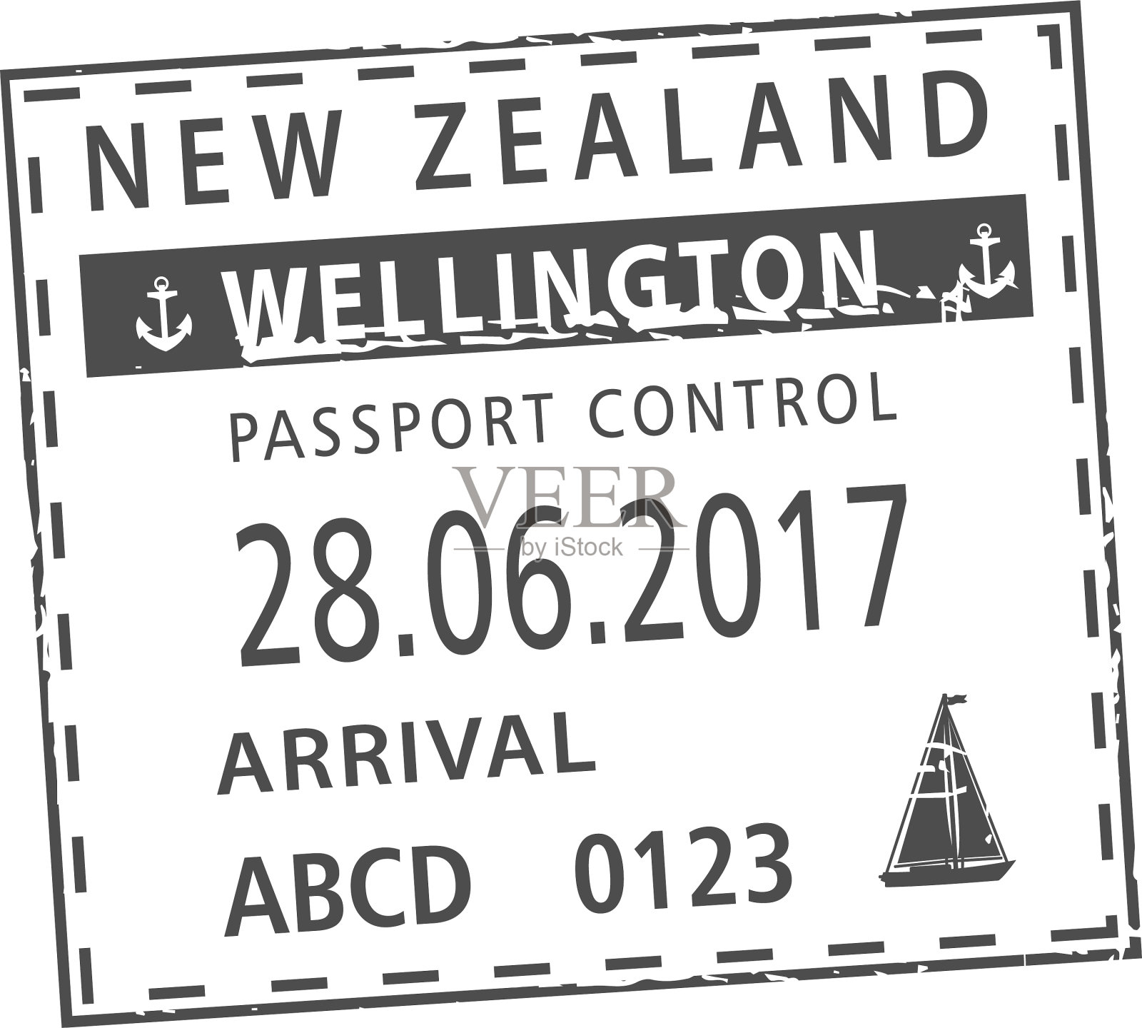 护照检查处在惠灵顿隔离签证盖章插画图片素材