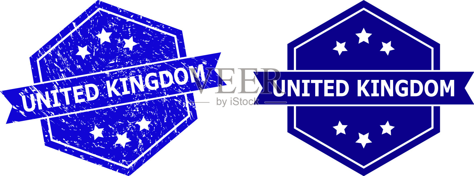 被腐蚀的六角形英国邮票插画图片素材