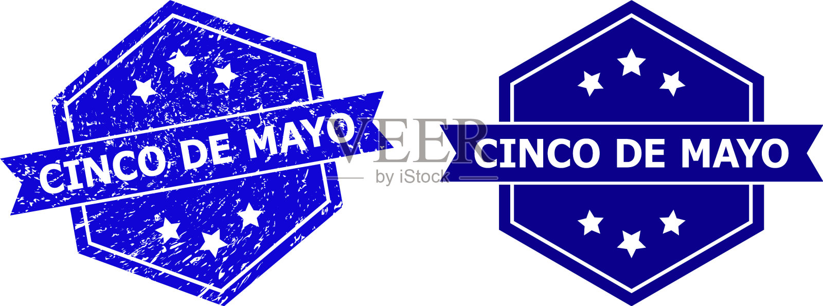 六边形五月节邮票与不干净的风格和插画图片素材