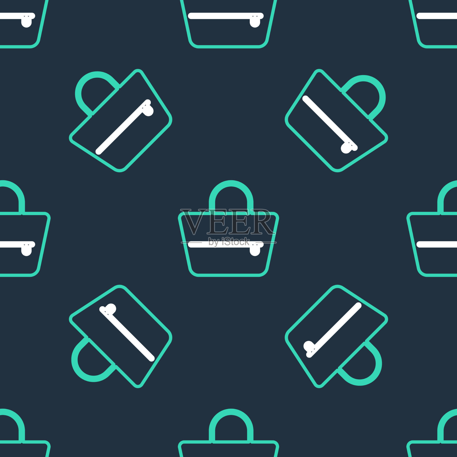 线条手袋图标孤立无缝图案上插画图片素材