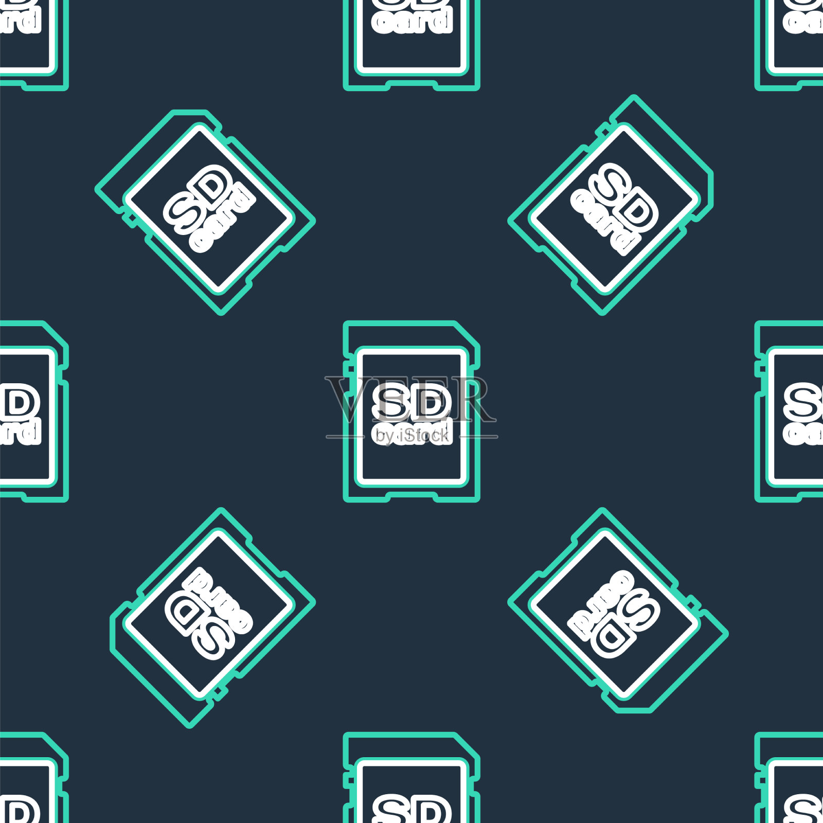 行sd卡图标隔离无缝模式上插画图片素材