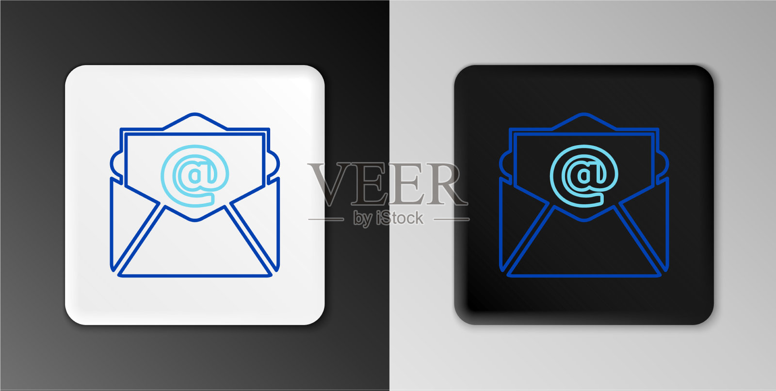 线邮件和电子邮件图标孤立在灰色图标素材