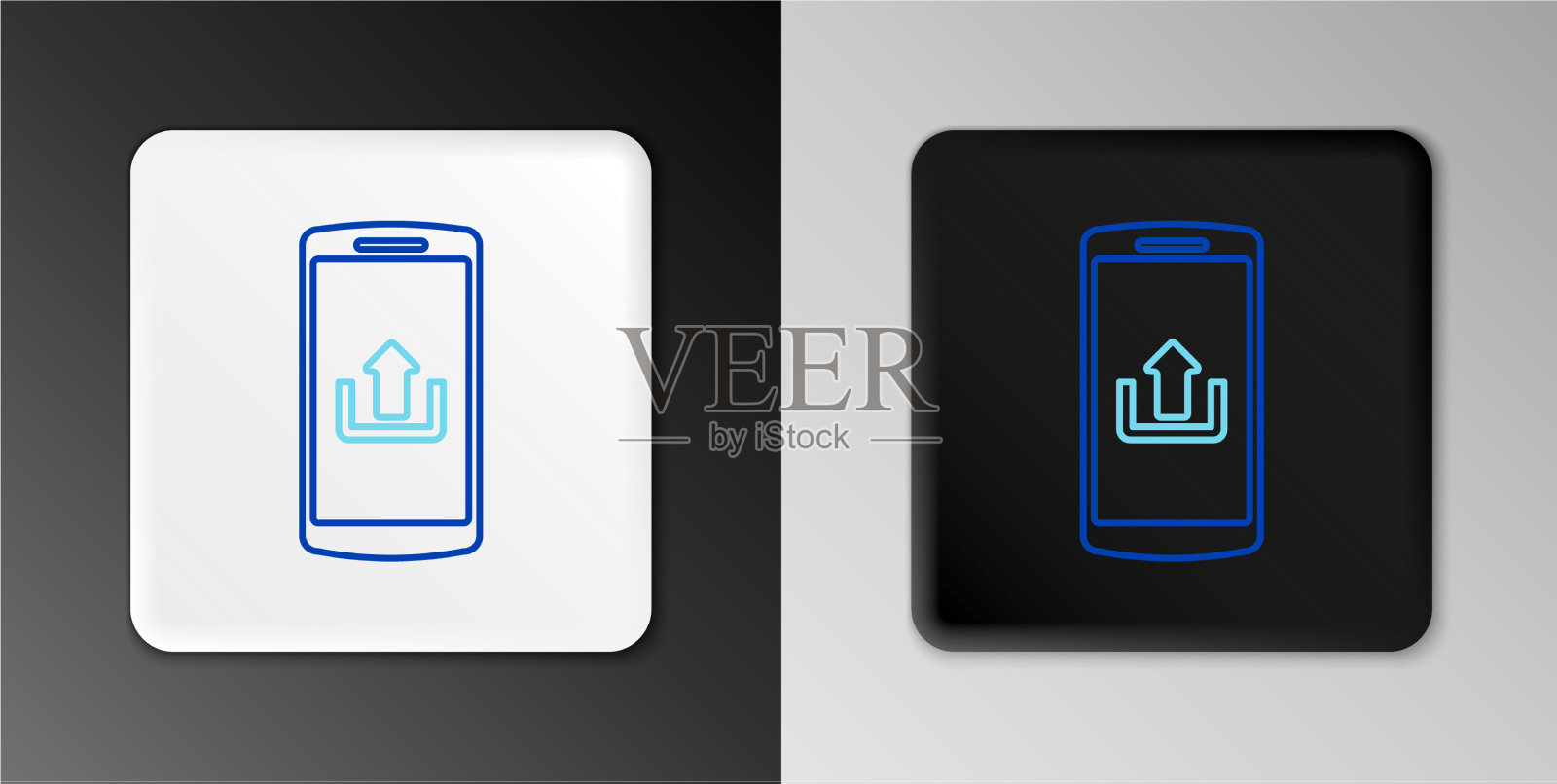 将智能手机与上载图标隔离在灰色上图标素材