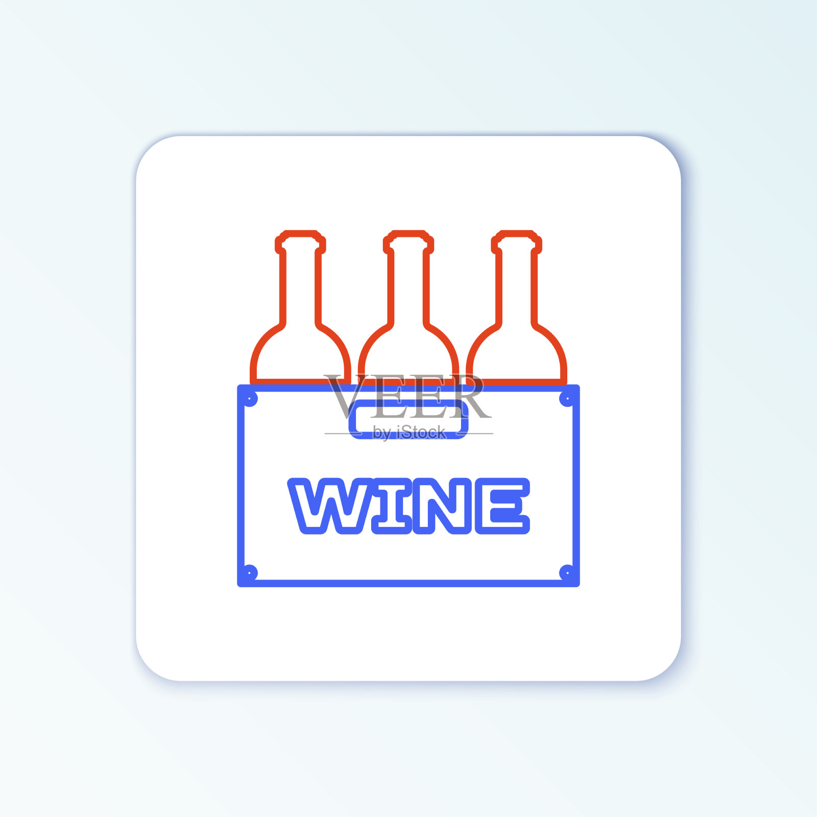 酒瓶在一个木盒图标隔离图标素材