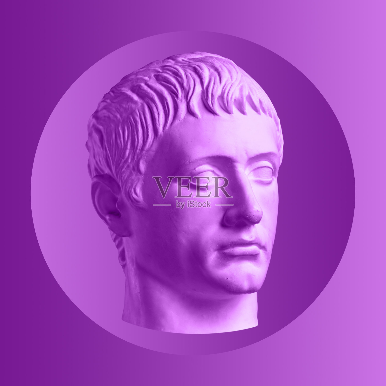 用石膏拼贴的仿古人脸雕塑，具有波普艺术风格。现代创意概念形象与古代雕塑头像。电子杂志的文化。当代艺术海报。时髦的极简主义。复古设计。照片摄影图片